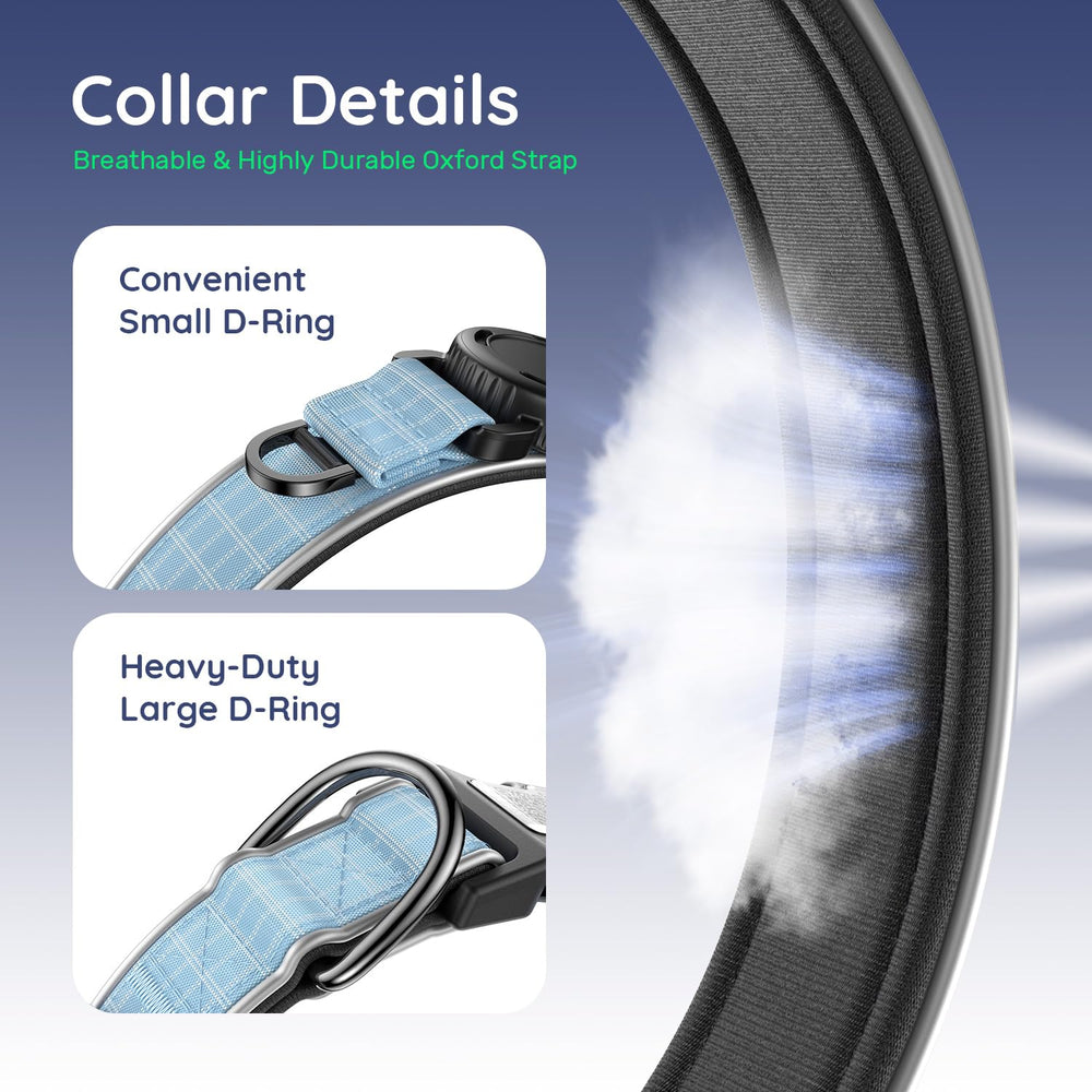 WhoseID Airtag dog collar rugged Oxford fabric durability.