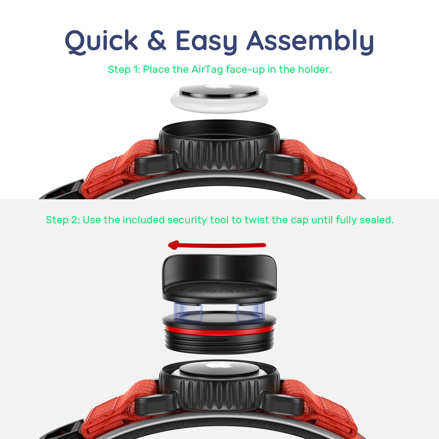 WhoseID Airtag Dog Collar security tool included for Airtag setup
