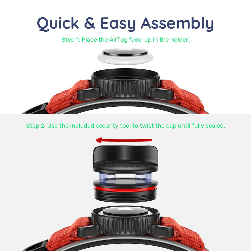 WhoseID Airtag Dog Collar security tool included for Airtag setup