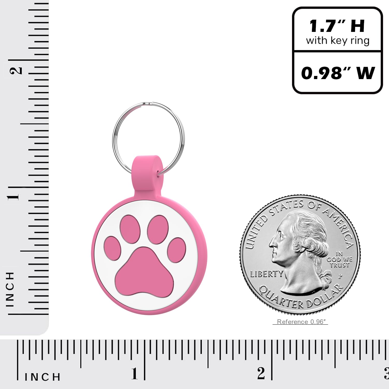 WhoseID Cat Tag No Jingle Rose highlights silent operation on collars for peaceful outings.