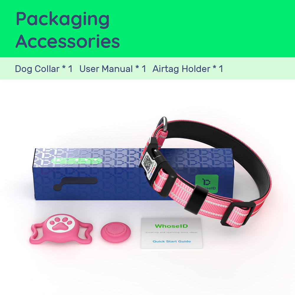 WhoseID red collar designed for everyday adventures and AirTag visibility