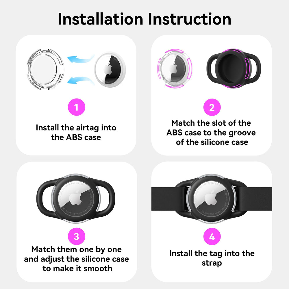 WhoseID easy-install AirTag case attaches quickly to collars or backpacks.