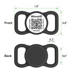 WhoseID tag shown on a collar for easy integration with various collars.