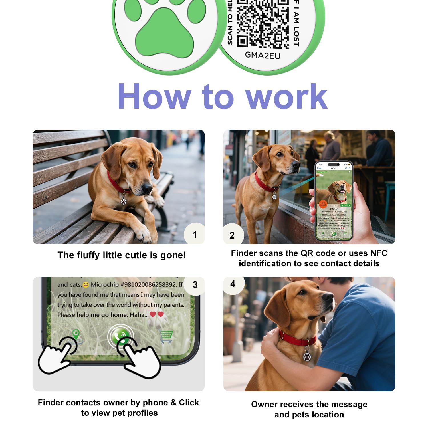 WhoseID QR Cat Tag no-jingle design for silent everyday wear.