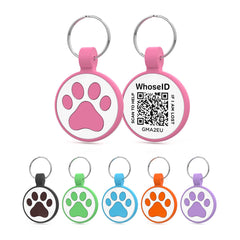 WhoseID QR Cat Tag Rose front view, lightweight silicone ID for easy feline identification.
