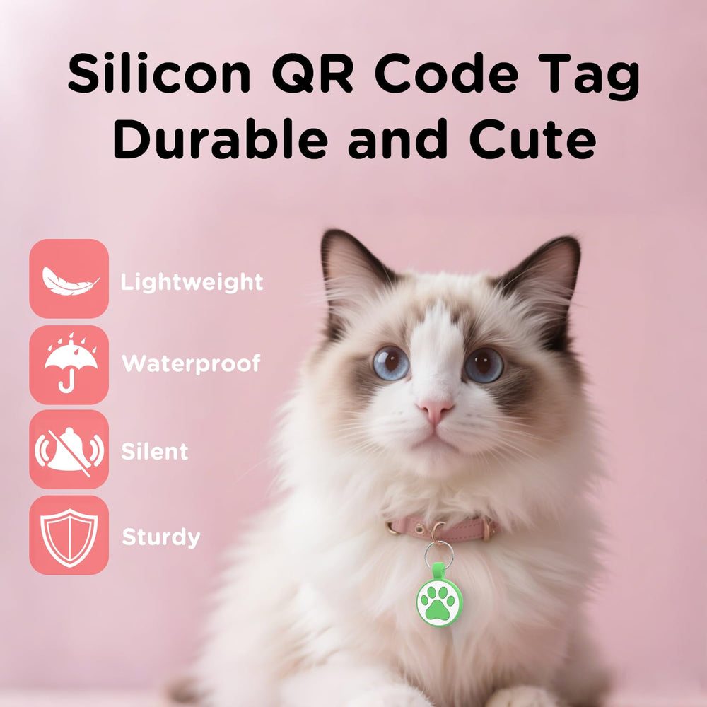 WhoseID QR Cat Tag small-breed size view for cats and tiny dogs.