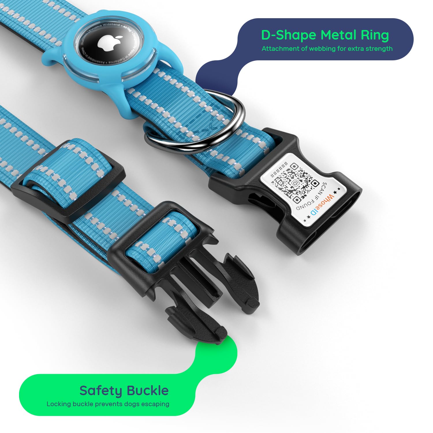 WhoseID qr-code-buckle enables easy sharing of pet details and instant alerts