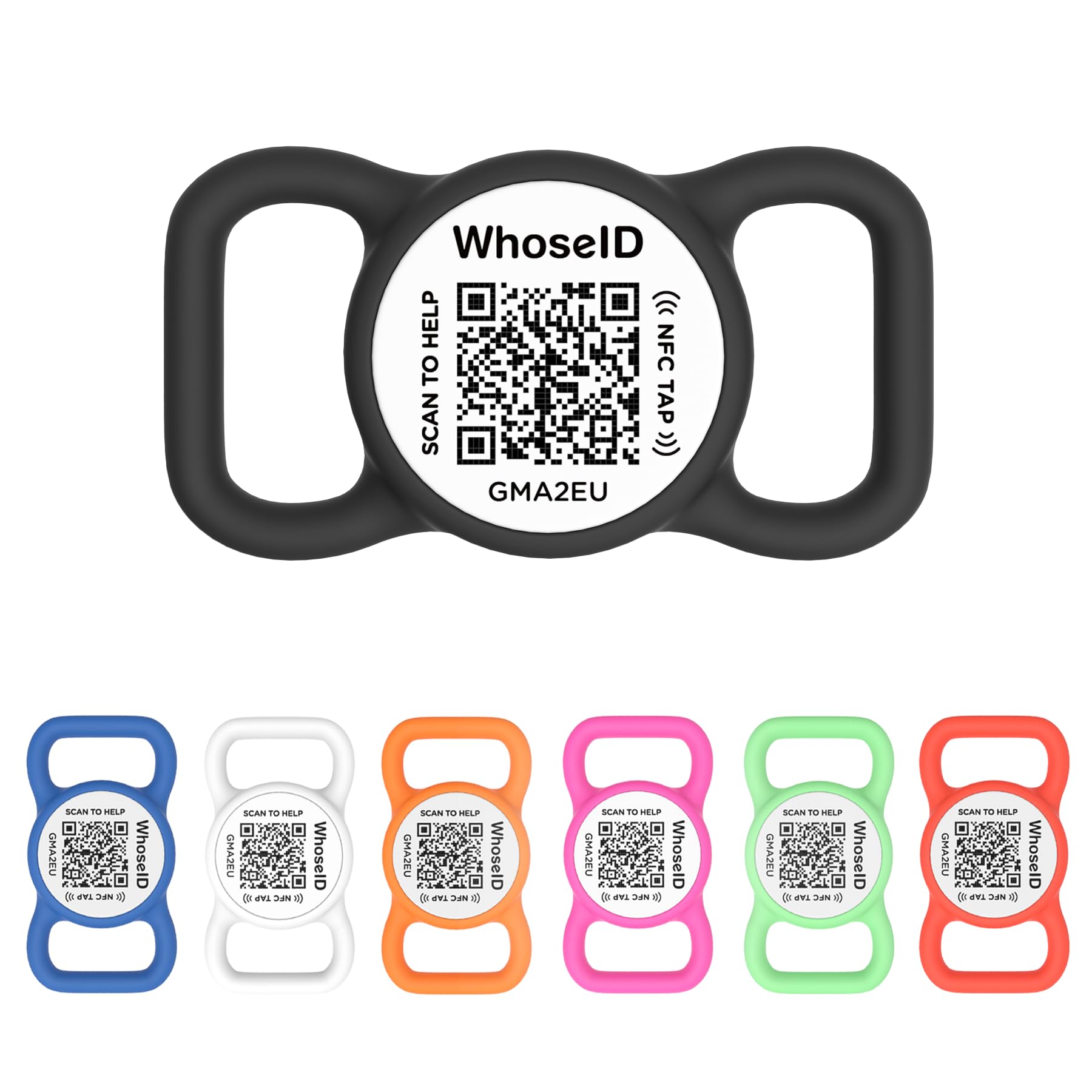 WhoseID QR dog tag small black and white for quick ID and easy scanning.
