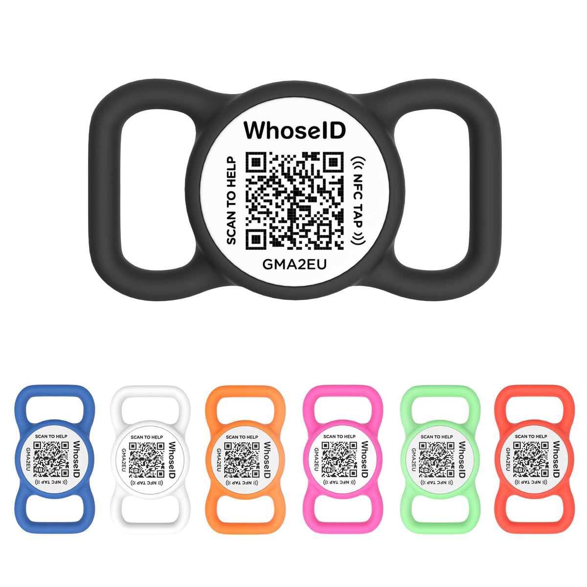 WhoseID QR dog tag small black and white for quick ID and easy scanning.