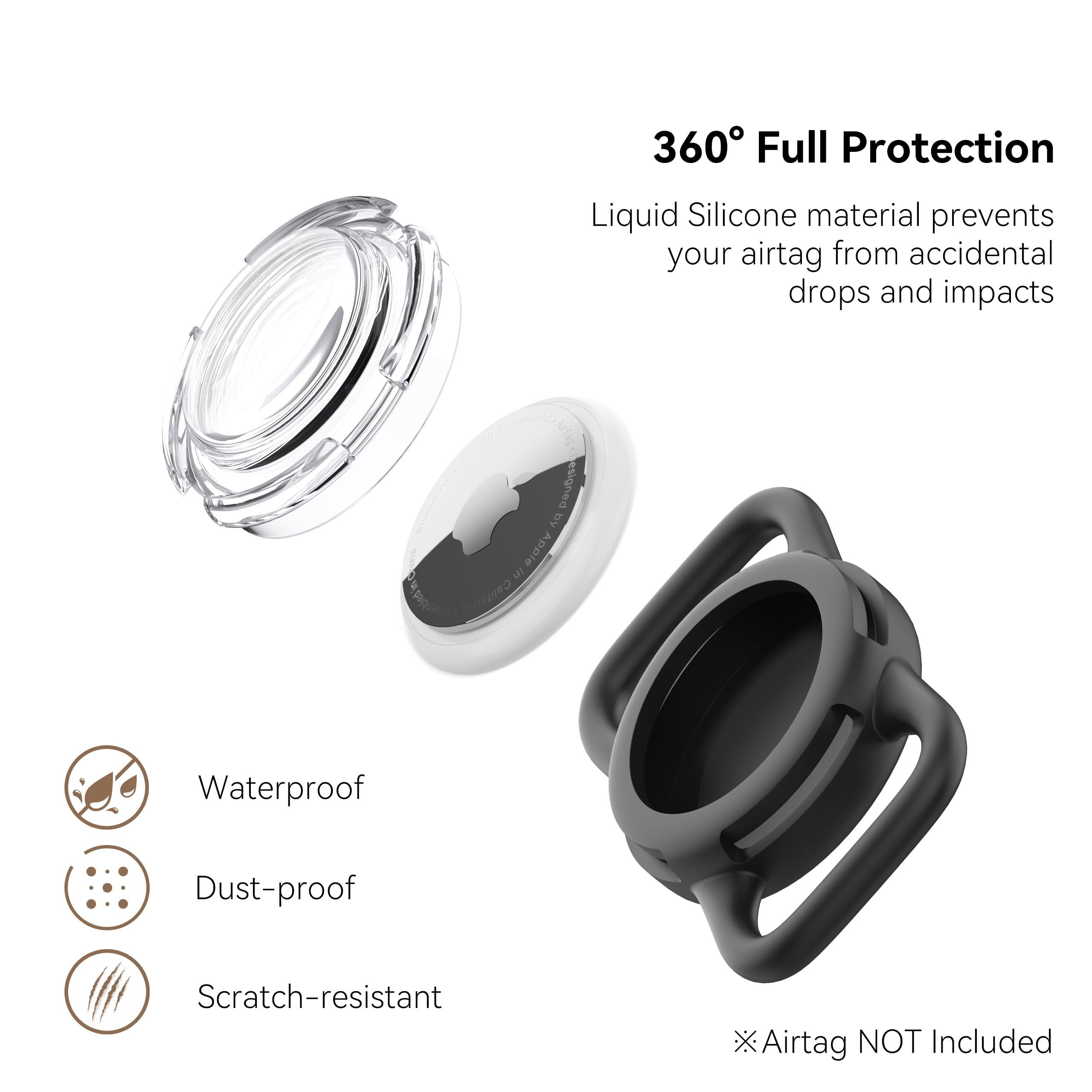 WhoseID soft full-body AirTag case protects pet collar trackers with soft silicone