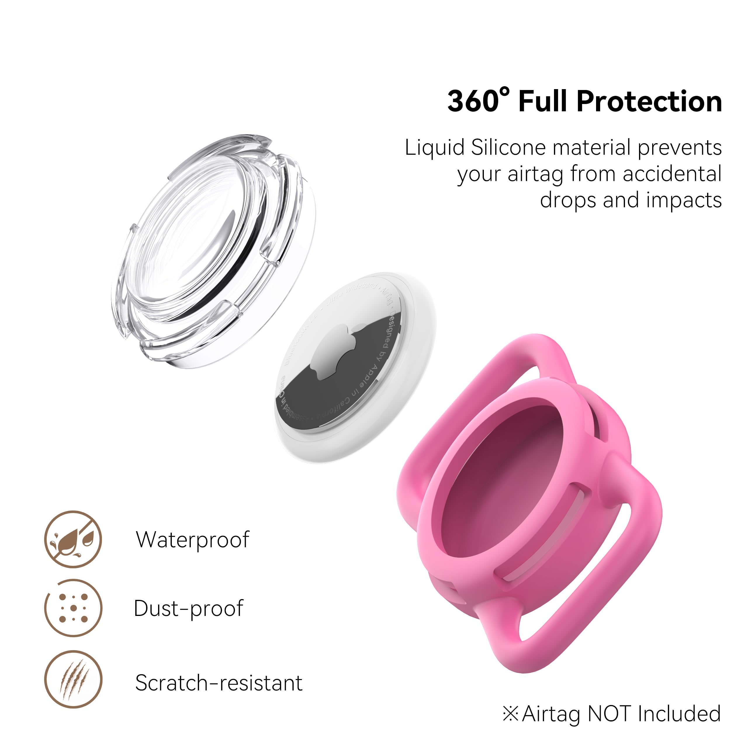 WhoseID soft-full-body protection Airtag holder close-up showing silicone protection.