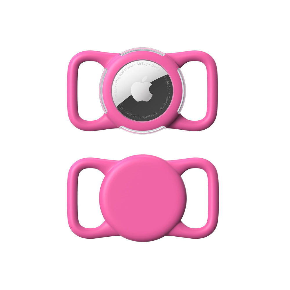 WhoseID Waterproof Airtag Holder on dog collar for secure tracking in wet conditions.