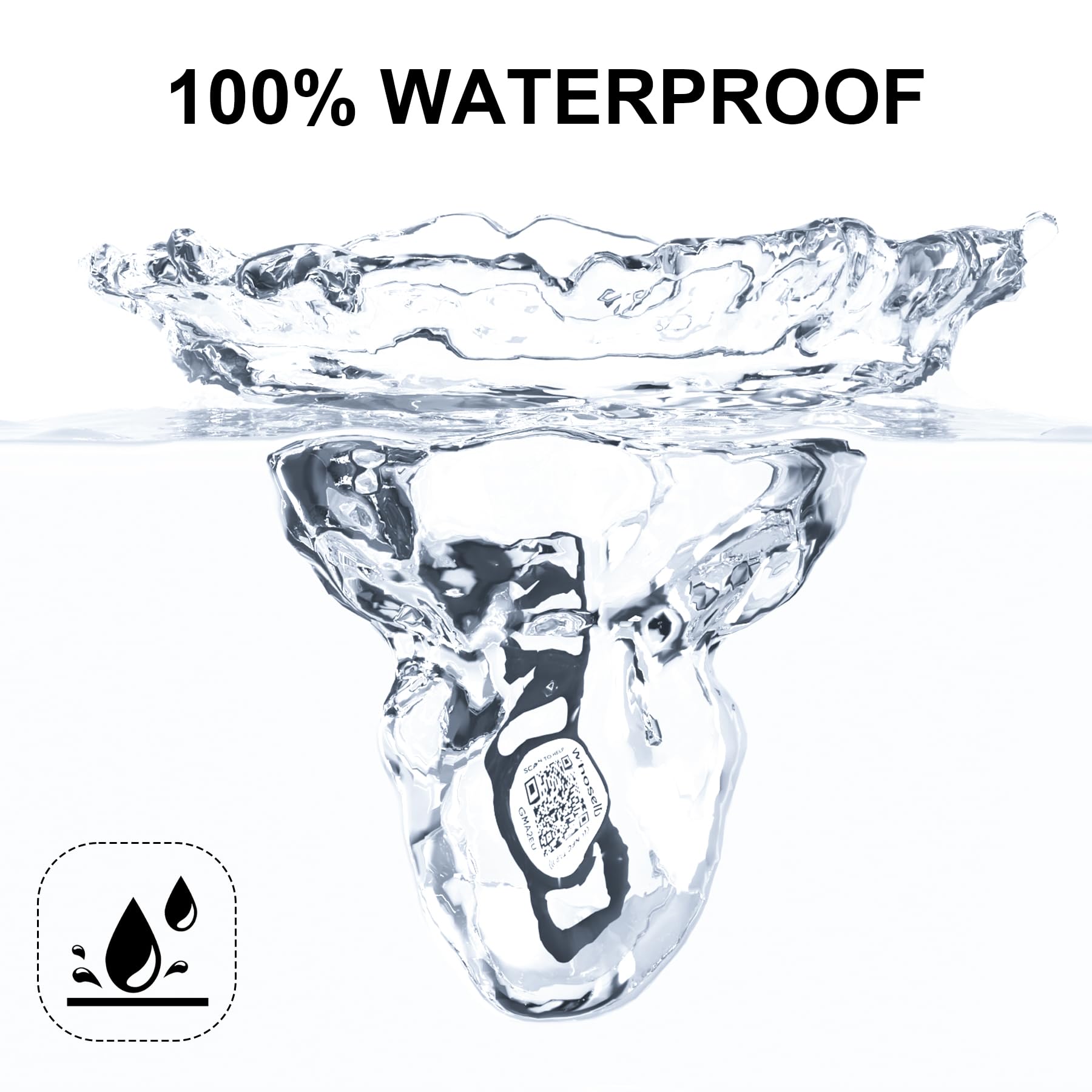 WhoseID waterproof silicone dog tag in wet conditions for outdoor use.