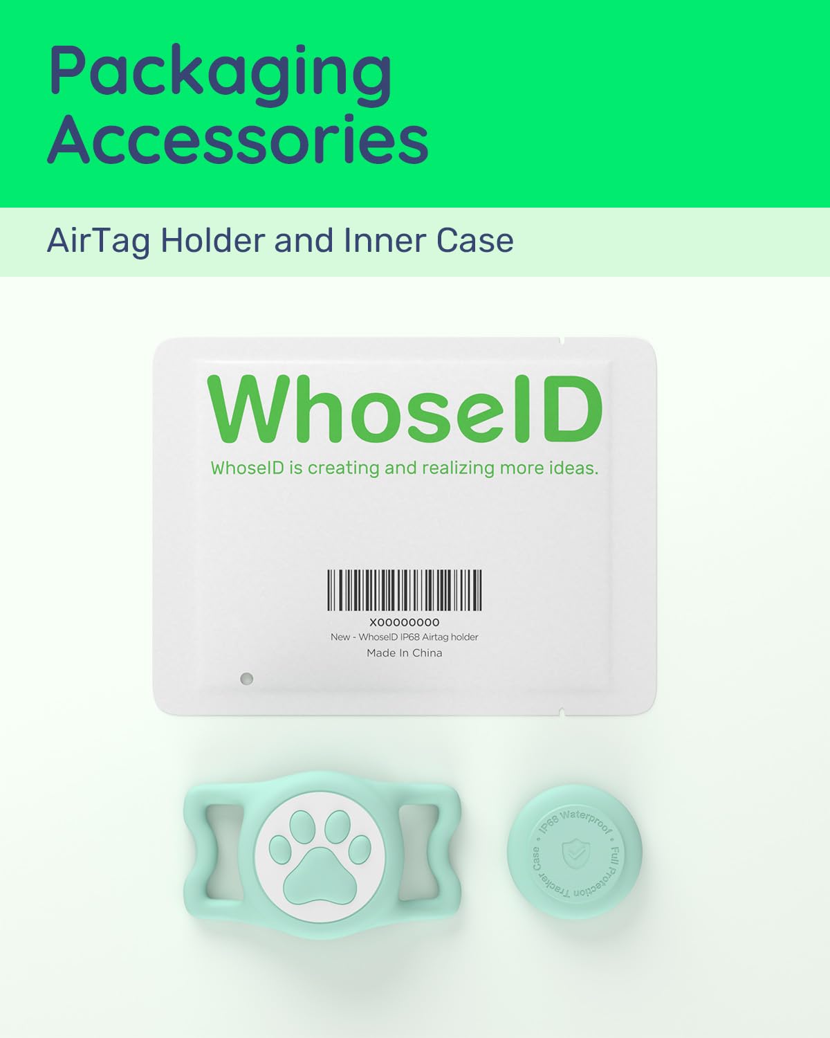 WhoseID AirTag Holder durable-soft silicone withstands daily wear and play.