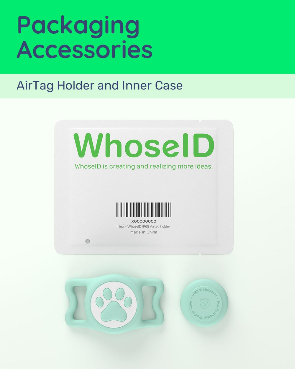 WhoseID AirTag Holder durable-soft silicone withstands daily wear and play.