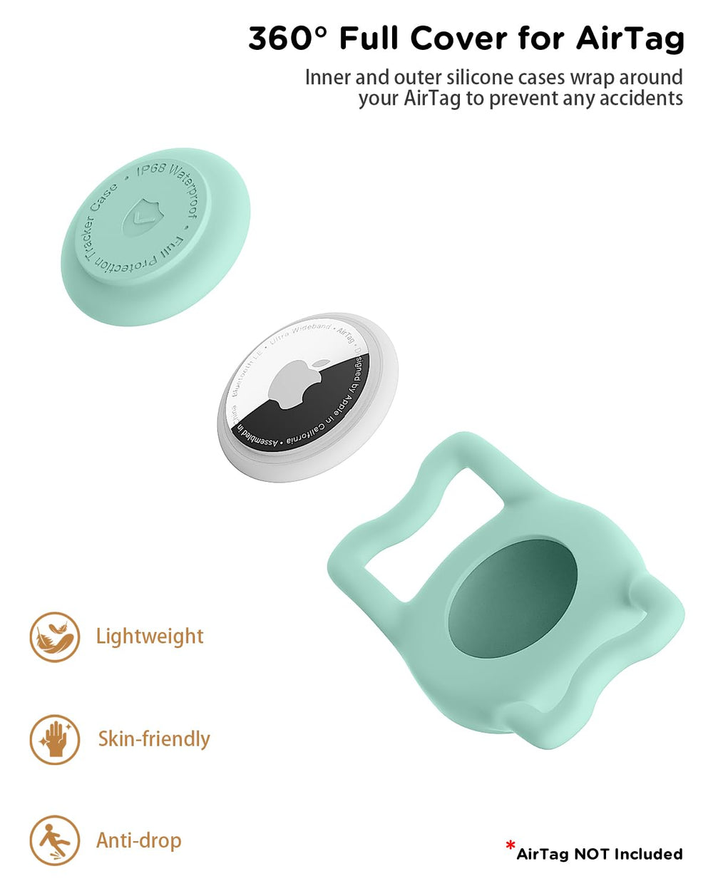 WhoseID AirTag Holder full-body silicone offers 360-degree protection for AirTag.