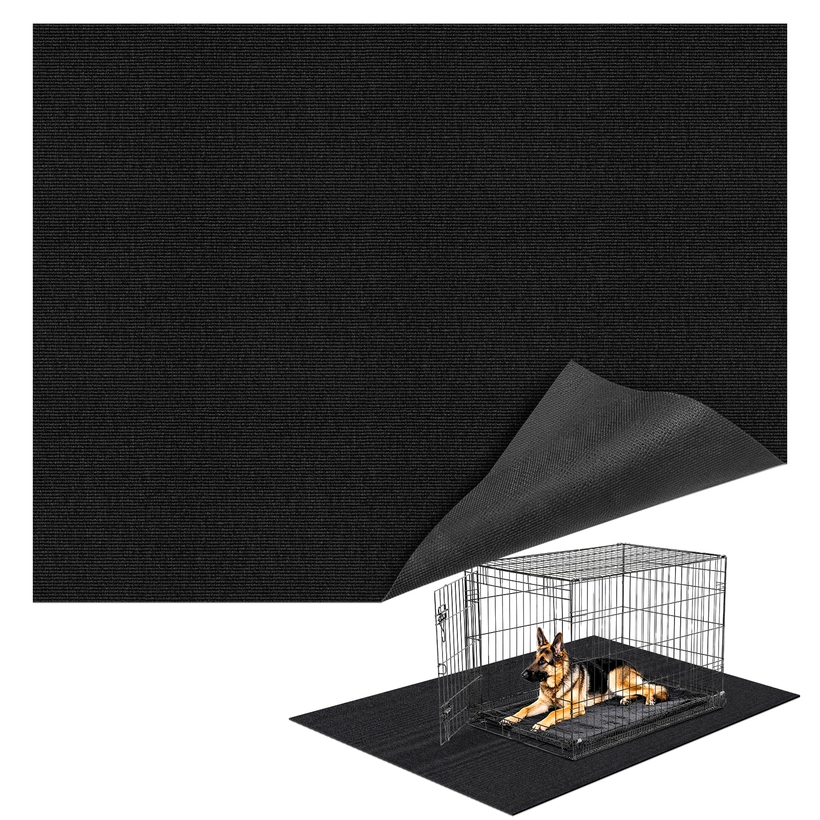 Wibeelee 46x60 under-dog-crate mat covers large crates for spacious, clean resting space.