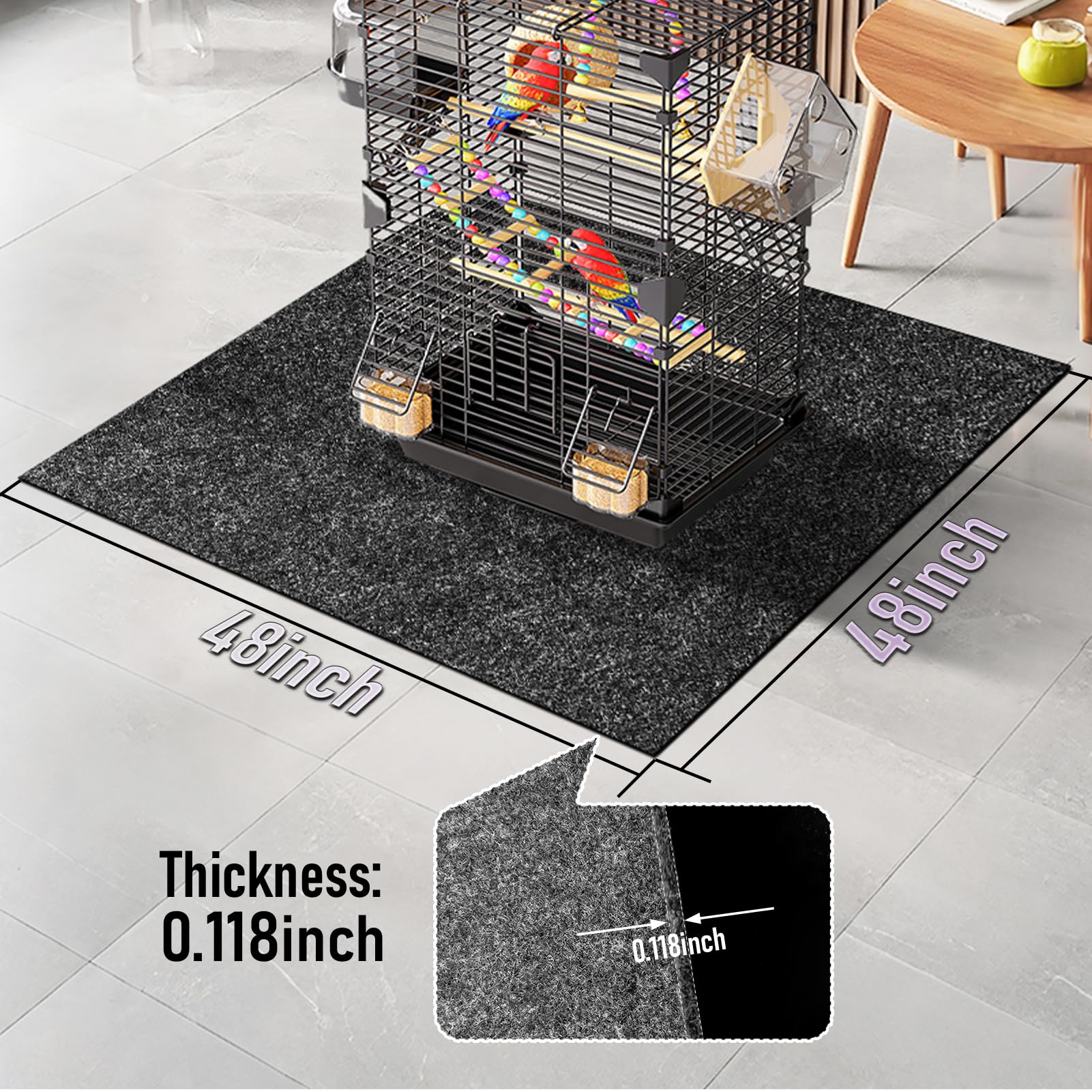 Wibeelee bird cage mat absorbent surface close-up highlights moisture control and cleaner floors.