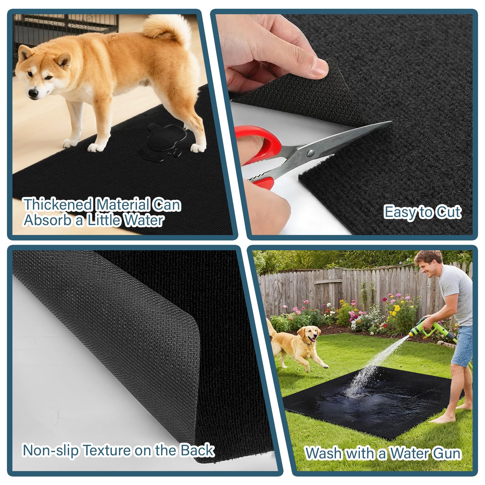Wibeelee floor protector under dog kennel mat helps prevent scratches and stains.