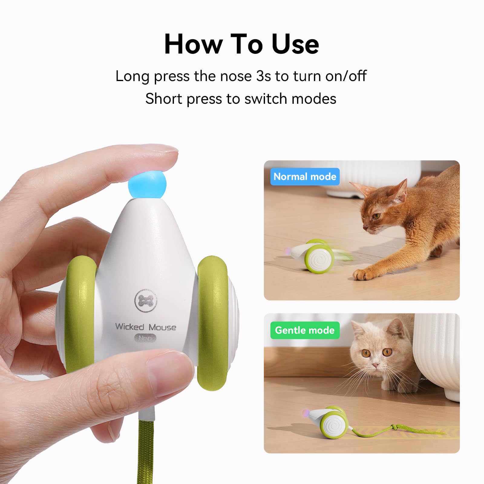 Cheerble Wicked Mouse Neo auto-pause feature offers safe play-rest balance.
