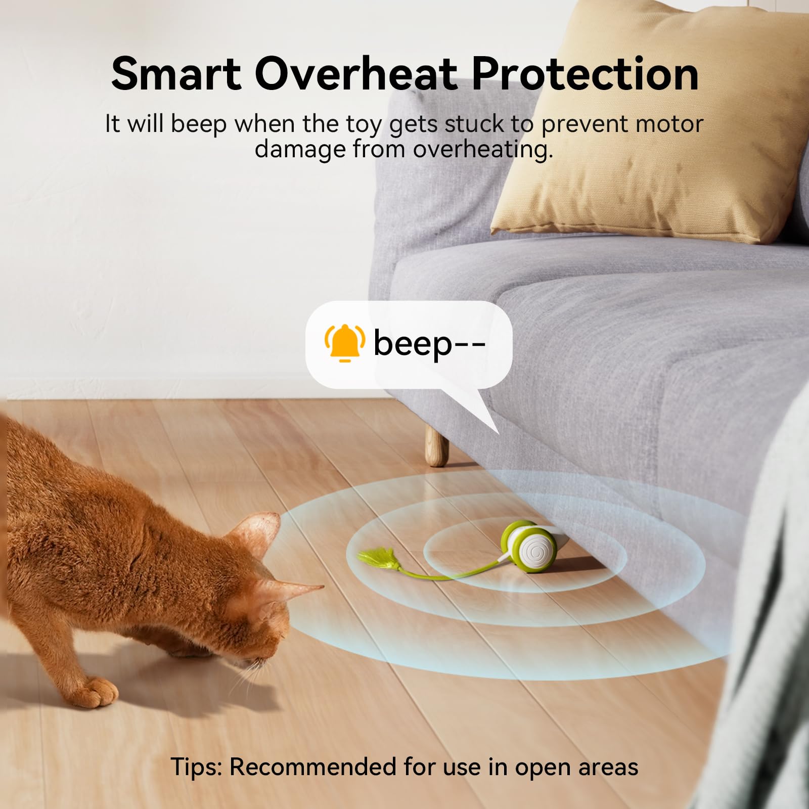 Cheerble Wicked Mouse Neo smart-sensor safely navigates obstacles during play.