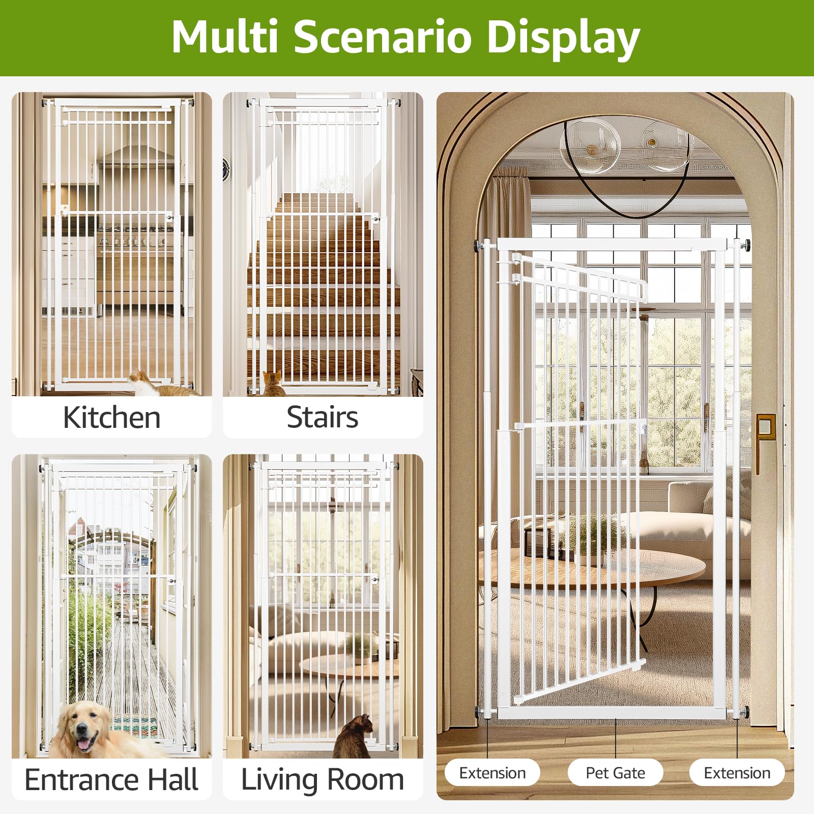 WIDERSAFER sturdy steel gate withstands active pets in busy homes.