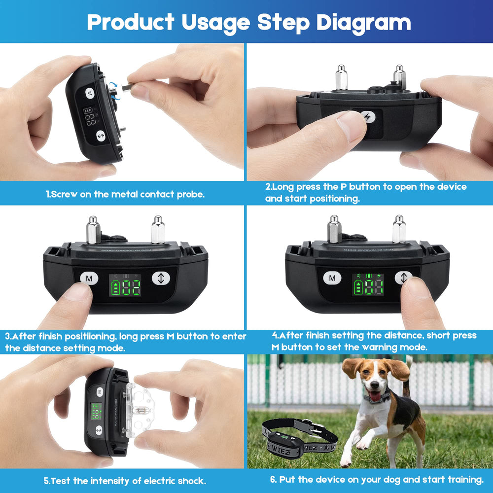 WIEZ GPS dog fence radius display highlights up to 3281 feet of containment.