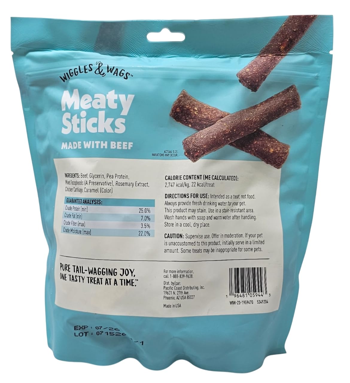 Wiggles & Wags Beef Meaty Sticks used as training rewards during sessions.
