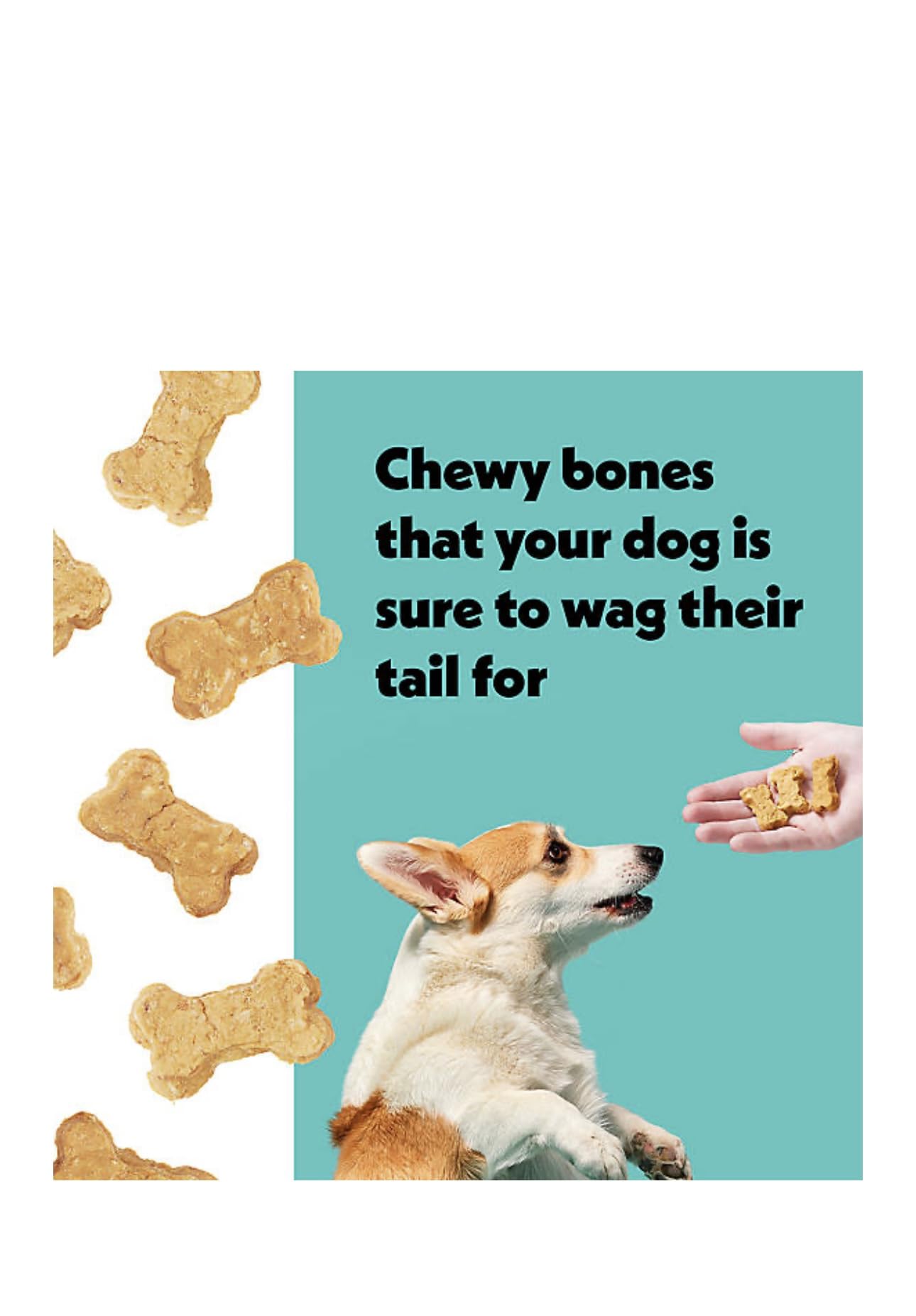 Wiggles & Wags 1lb resealable bag demonstrates freshness and storage