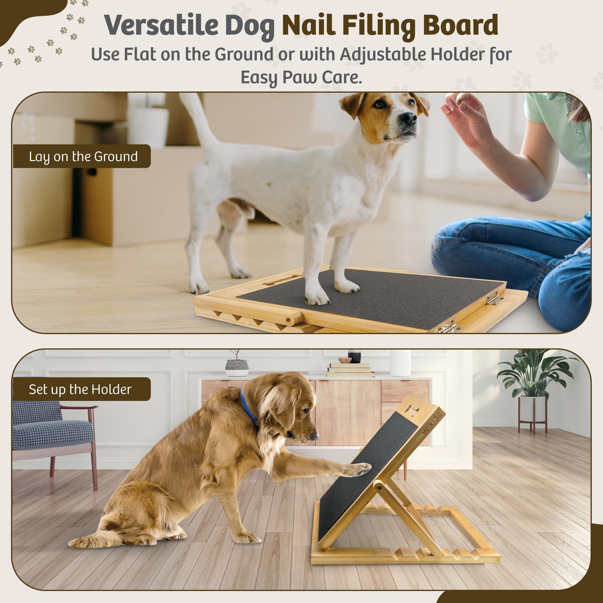 Wiki3C in use demonstrating comfortable, stress-free nail care for dogs.