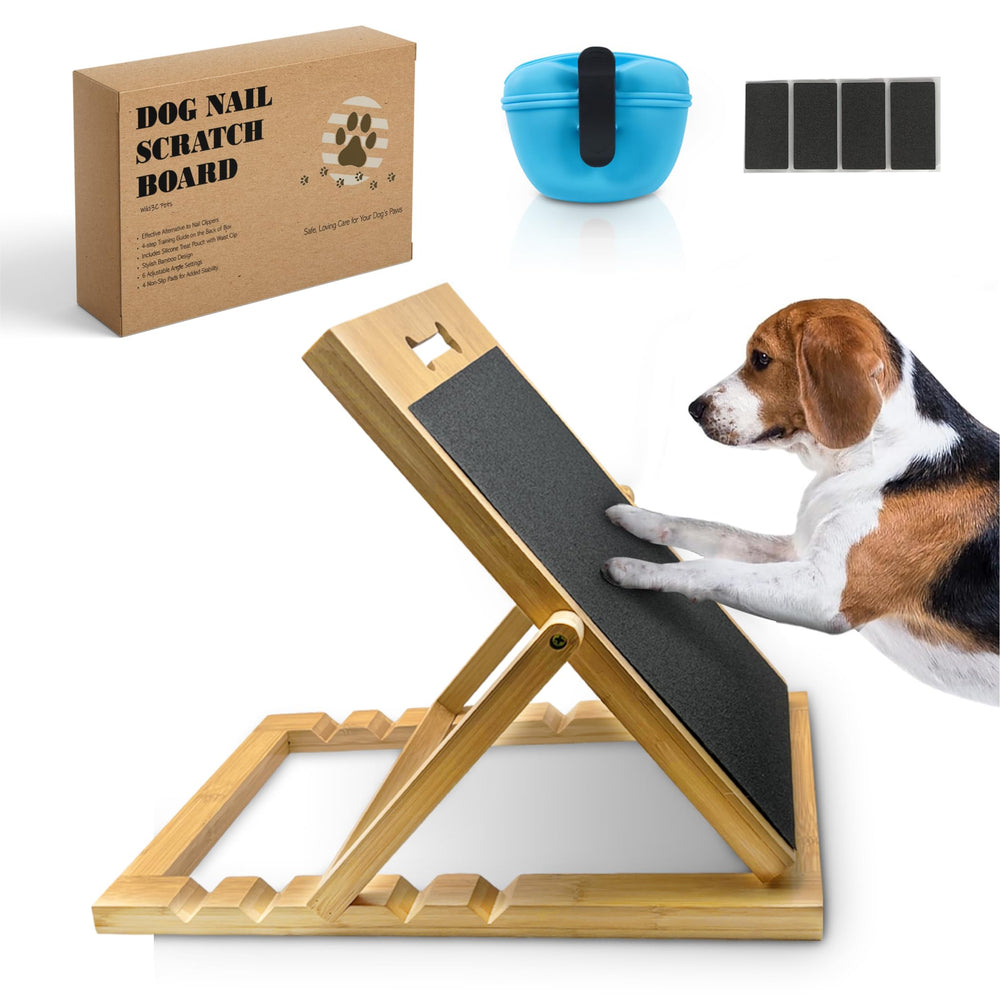 Wiki3C solid bamboo dog nail scratch board with five angles for tailored grooming.