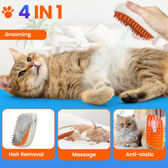 WIKIAZON pet steam brush close-up capturing hair removal and shedding control