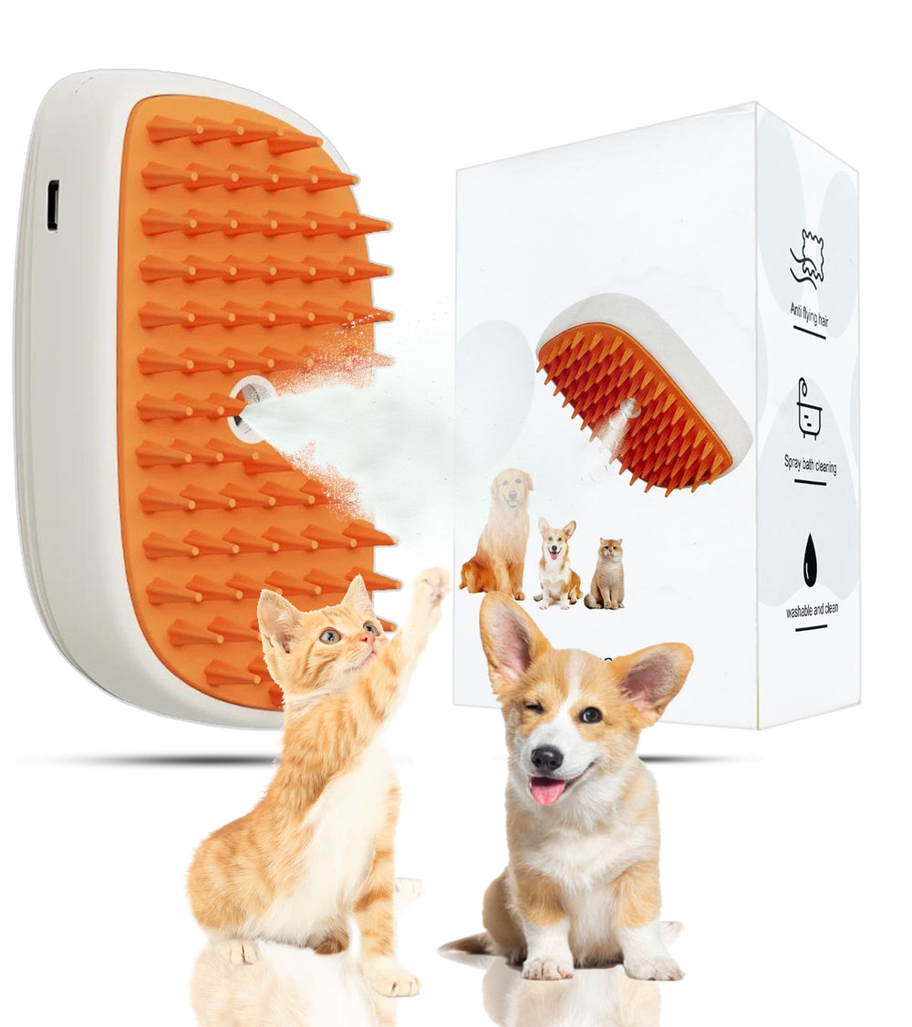 WIKIAZON pet steam brush setup for at-home grooming with easy grip and quick heat-up