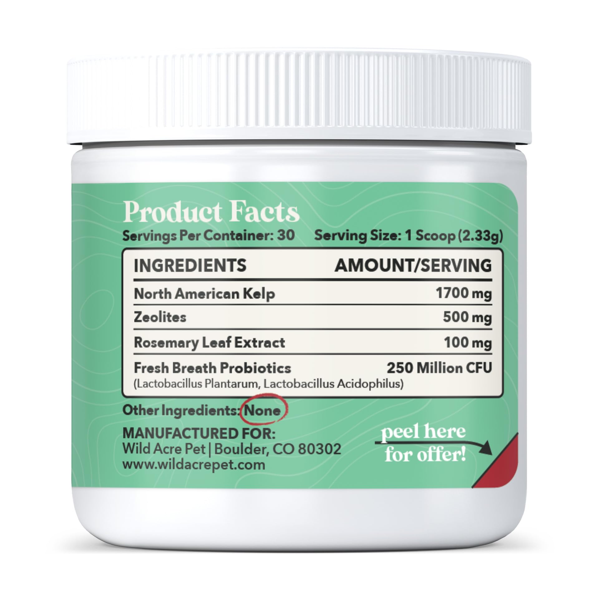 Wild Acre dental powder being sprinkled into dog food for easy use.