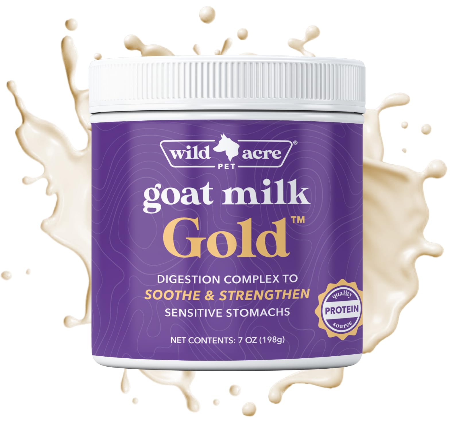 Wild Acre goat milk powder sprinkled over dog food for easy feeding