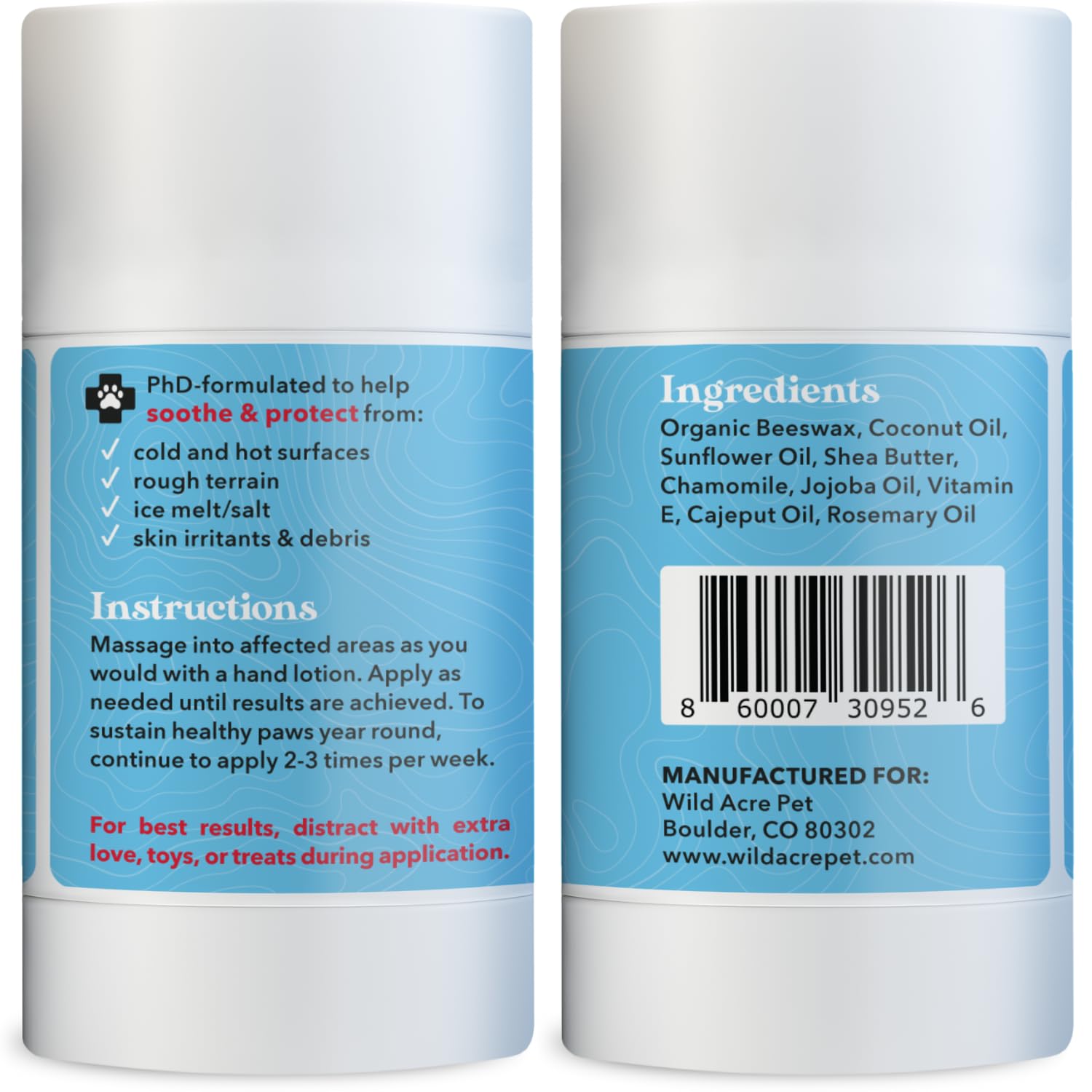 Wild Acre paw balm for dogs applying on dry paws before walks.