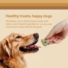 Wild Earth dog-eating-treat-closeup captures tasty peanut butter flavor and texture.