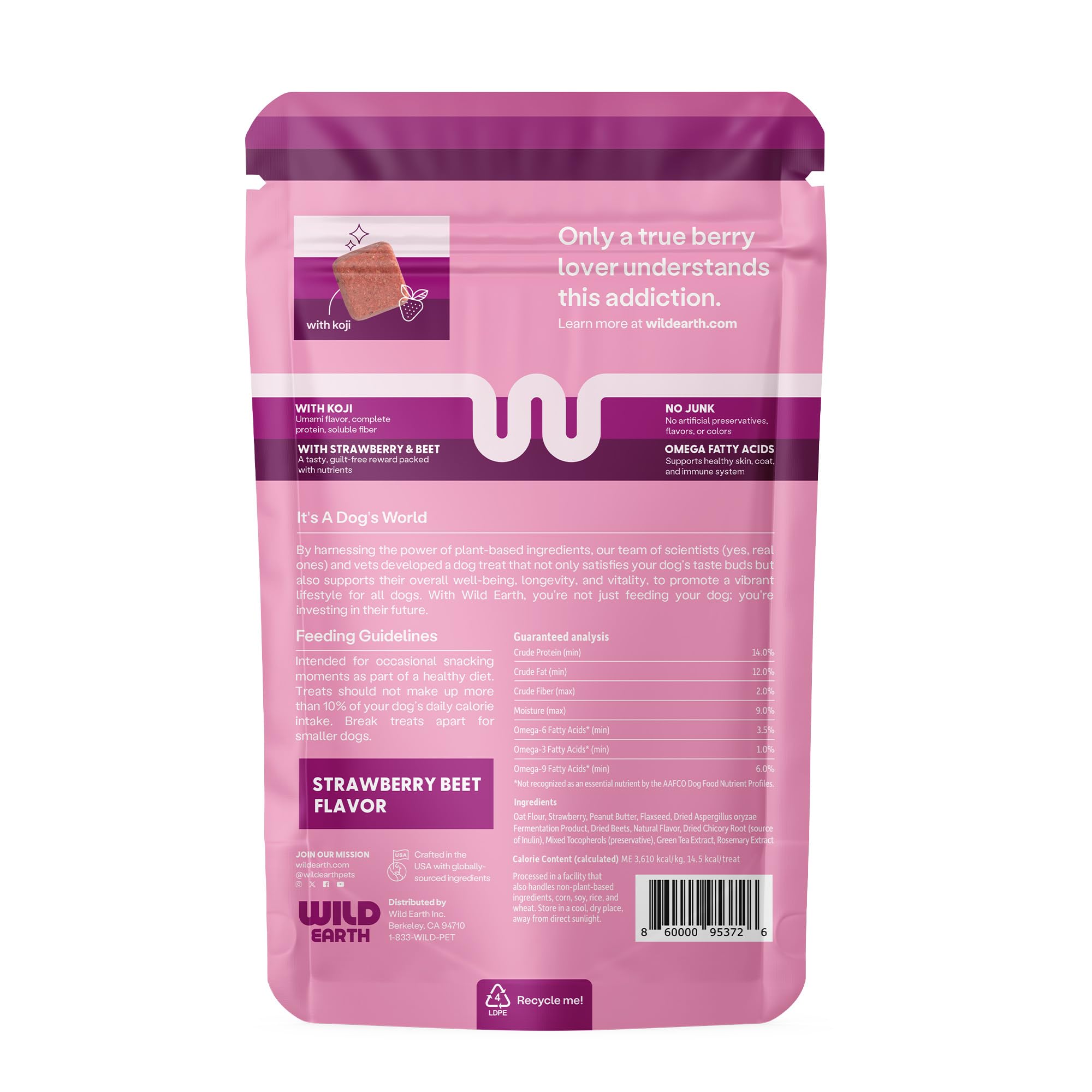 Wild Earth Superfood Dog Treats pumpkin and flax ingredients display for gut-friendly snacking.