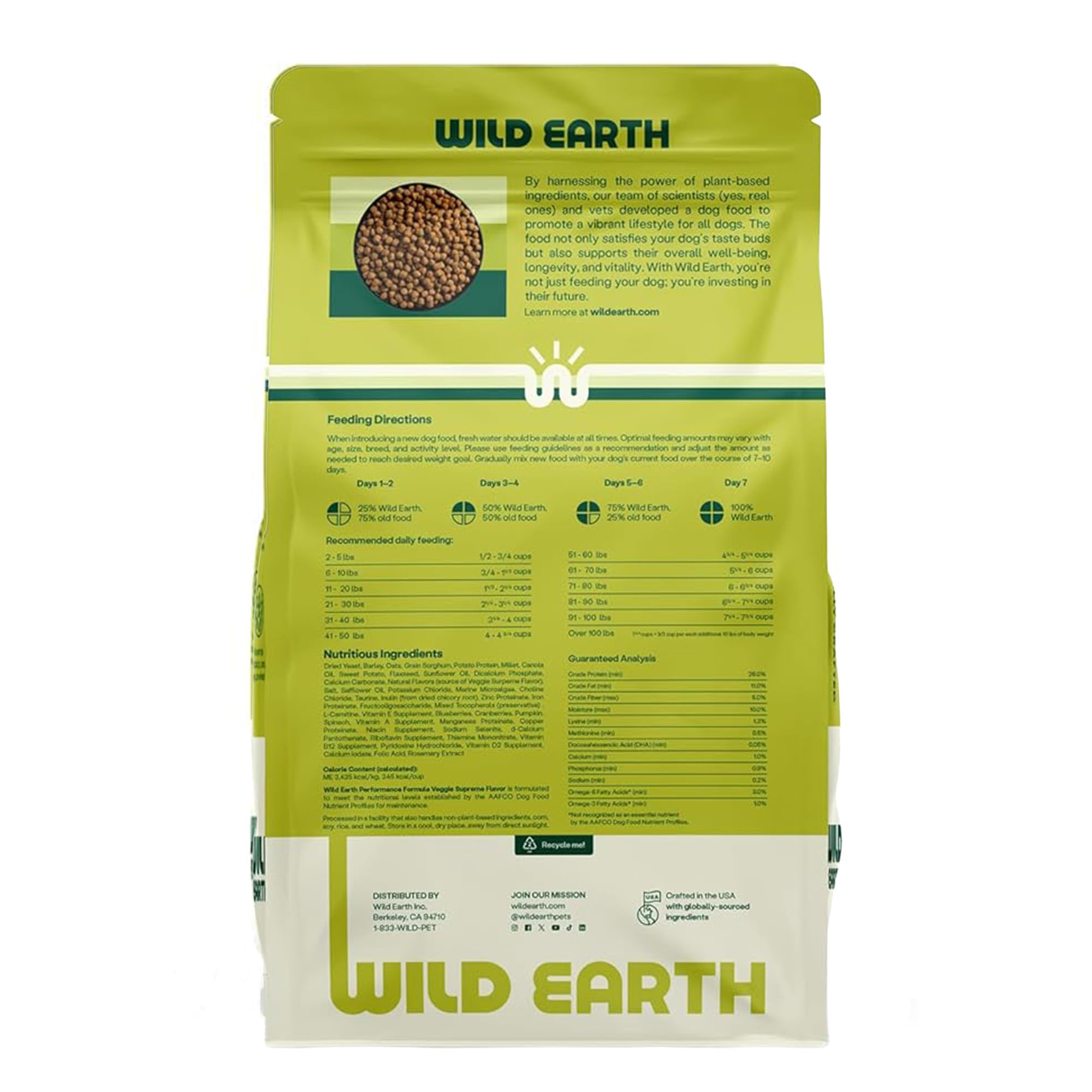 Wild Earth Veggie Supreme bag front promoting allergen-free nutrition