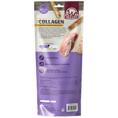 Wild Eats Collagen Chews duck-stick being enjoyed by a dog.
