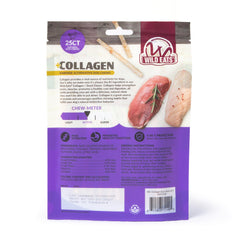 Wild Eats Duck Collagen Sticks packaging closeup showing ingredients and labeling.