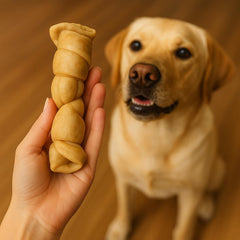 Wild Eats rawhide-free chews dog treat features a thick, low-fat bite for balanced snacking.