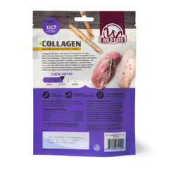 Wild Eats duck collagen stick highlights high-protein, low-calorie chew for long-lasting dog enrichment.