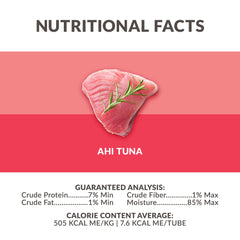 Wild Eats Simply Puree Ahi Tuna Tub label shot noting all-natural grain-free ingredients.