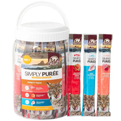 Wild Eats Simply Puree ahi tuna tub, high-protein snack for cats.