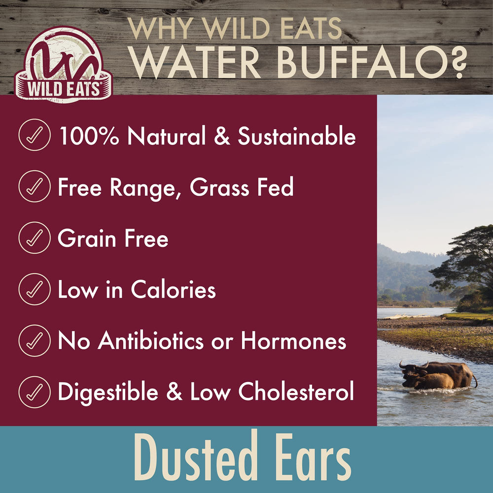 Wild Eats Water Buffalo ear dusted natural color reflects grass-fed ingredients.