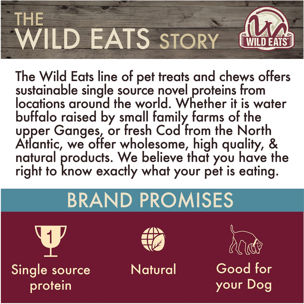 Wild Eats Water Buffalo ear dusted sustainable processing demonstrates high standards.