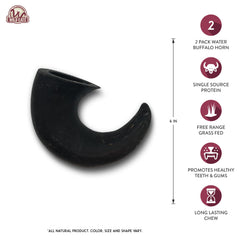 Wild Eats Water Buffalo Horn Tuffies pack shows durable chews for tough chewers.