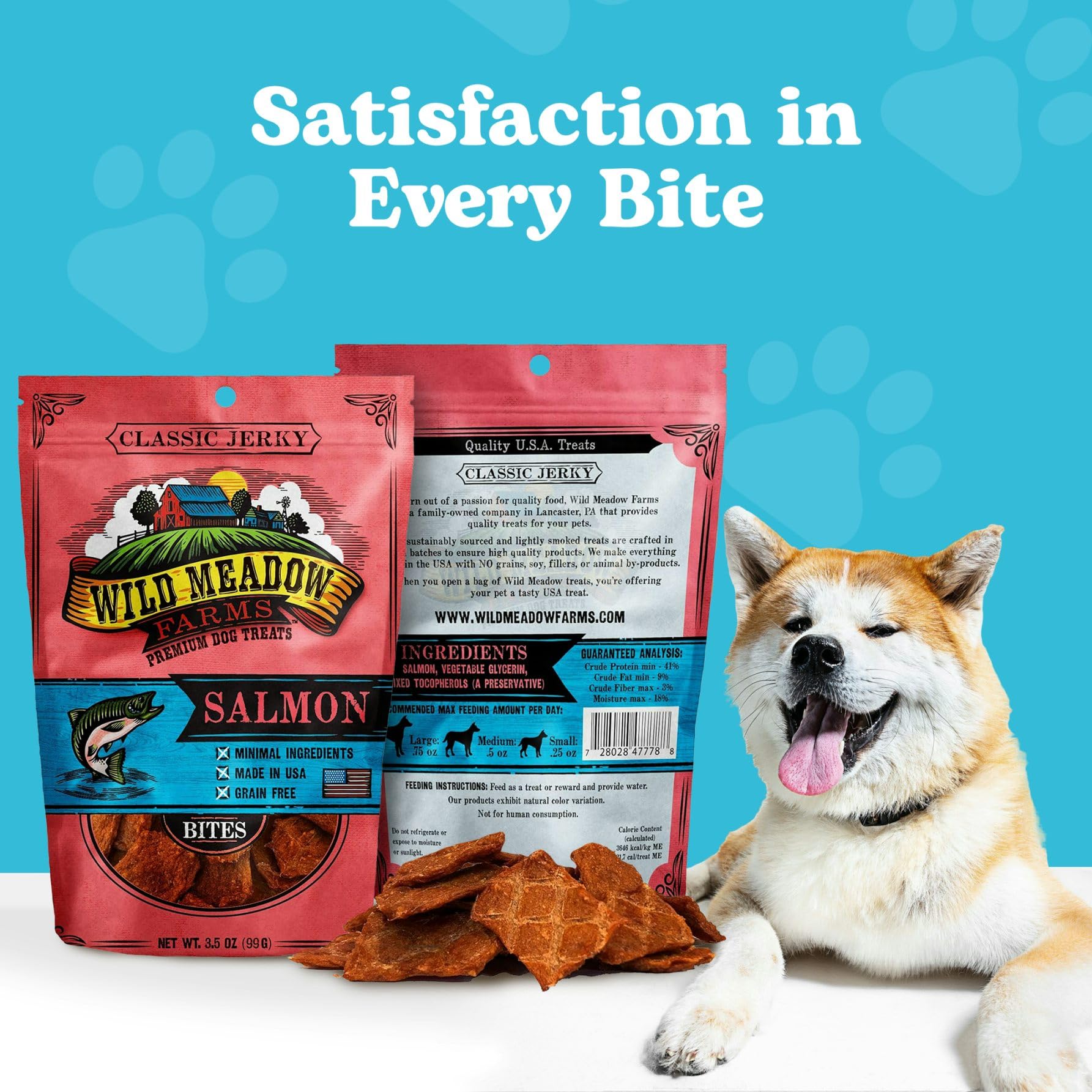 Wild Meadow Farms Salmon Bites 3.5 oz pouch for convenient snacking at home