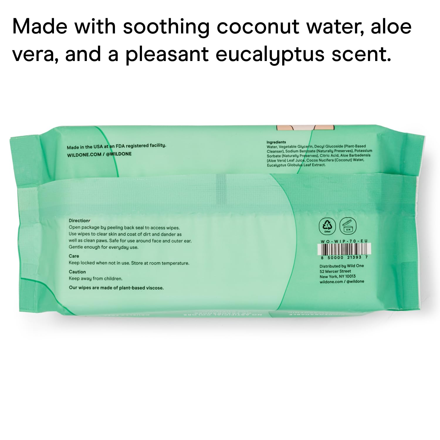 Wild One eucalyptus dog wipes used on paws for quick dirt removal.